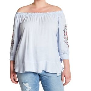 Democracy Embroidered Blouse (Plus Size)